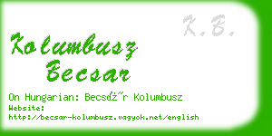 kolumbusz becsar business card